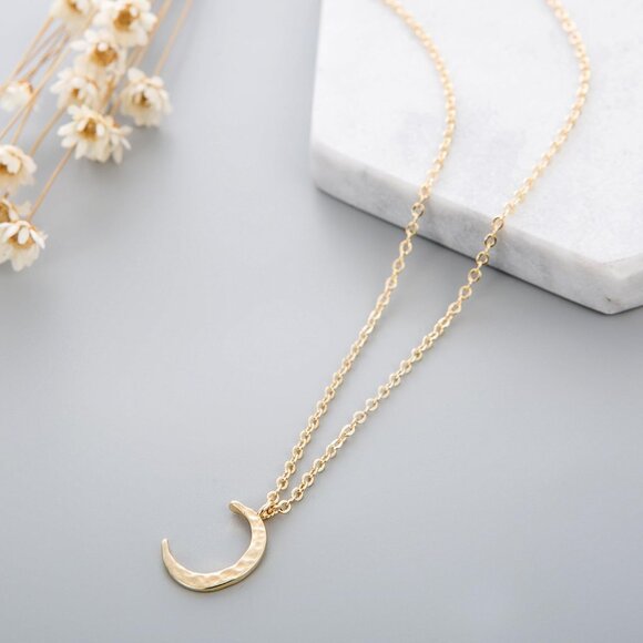 Gold Pendant Necklace Choker 14K Gold Plated Moon Phase Jewelry for Women - Picture 4 of 7